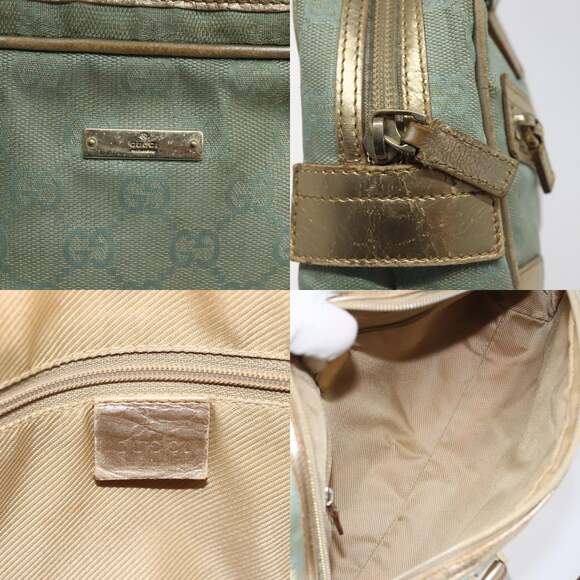 GUCCI GG Canvas Hand Bag Light Blue Gold 000 000 - Picture 11 of 13